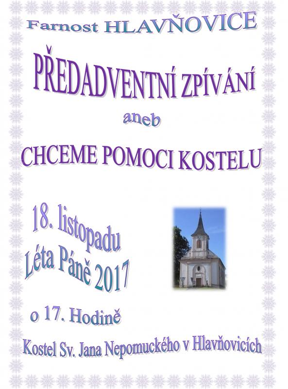 Předadventní zpívání aneb chceme pomoci kostelu